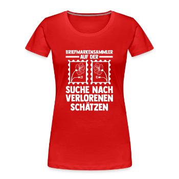 Philatelie Briefmarkensammlung Briefmarkensammler - Frauen Premium Bio T-Shirt - Rot - Vorne - Mia (176cm)