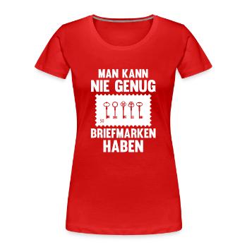 Philatelie Briefmarkensammlung Briefmarkensammler - Frauen Premium Bio T-Shirt - Rot - Vorne - Mia (176cm)