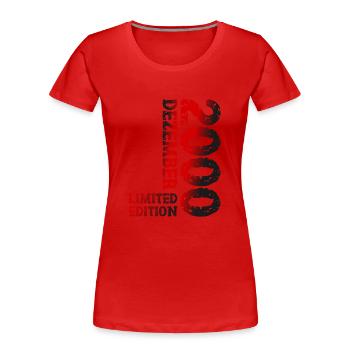 2000 Dezember Limited Edition 23. Geburtstag Deko - Frauen Premium Bio T-Shirt - Rot - Vorne - Mia (176cm)