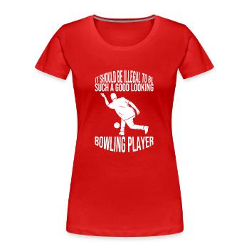 Bowling Bowling Club Bowling Club Bowling Club Bowler - Women's Premium Organic T-Shirt - red - Front - Mia (176cm)