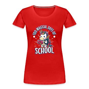 Happy 100 Days of Magical Learning - Frauen Premium Bio T-Shirt - Rot - Vorne - Mia (176cm)