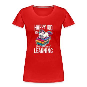 Happy 100 Days of Magical Learning - Frauen Premium Bio T-Shirt - Rot - Vorne - Mia (176cm)