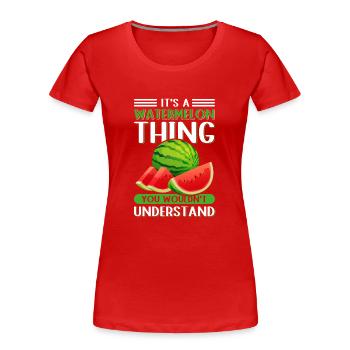 Pastèque Angurie pâte Arbuse cadeau - T-shirt bio Premium Femme - rouge - Devant - Mia (176cm)