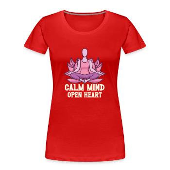 Yoga, Pleine conscience, Pratique, Méditation, Manifestation - T-shirt bio Premium Femme - rouge - Devant - Mia (176cm)