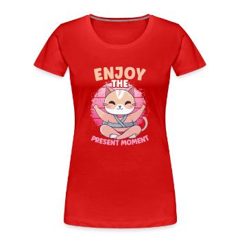 Yoga, Pleine conscience, Pratique, Méditation, Manifestation - T-shirt bio Premium Femme - rouge - Devant - Mia (176cm)
