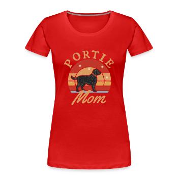 Portie Mom Portugiesischer Wasserhund – - Frauen Premium Bio T-Shirt - Rot - Vorne - Mia (176cm)
