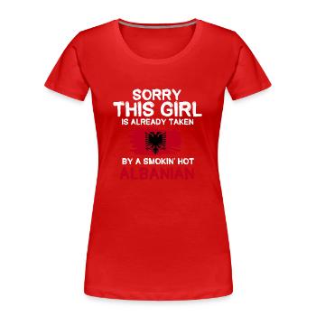 Drapeau albanais Aigle albanais Shqiponja - T-shirt bio Premium Femme - rouge - Devant - Mia (176cm)