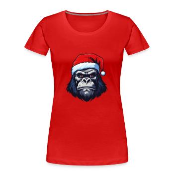 Gorilla Portrait Christmas - Women's Premium Organic T-Shirt - red - Front - Mia (176cm)