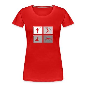 Stabhochspringer Leichtathleten Sportler Stab - Frauen Premium Bio T-Shirt - Rot - Vorne - Mia (176cm)