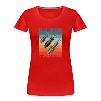 Dulcimer-Musiker Zupfinstrument Hammered Dulcimer - Frauen Premium Bio T-Shirt - Rot - Vorne - Mia (176cm)