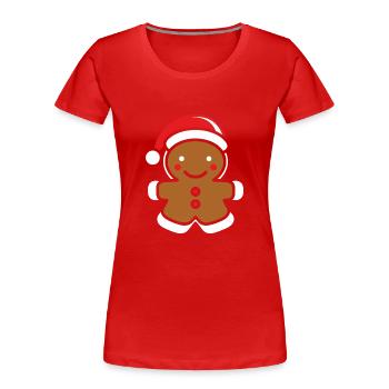 Bonhomme pain d'épice - T-shirt bio Premium Femme - rouge - Devant - Mia (176cm)