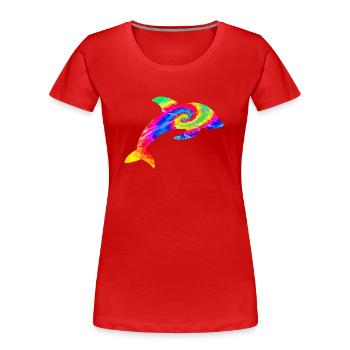 Dolphin Tie Dye - Frauen Premium Bio T-Shirt - Rot - Vorne - Mia (176cm)