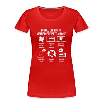 Puzzlefan Puzzler Puzzleteile Puzzle - Frauen Premium Bio T-Shirt - Rot - Vorne - Mia (176cm)