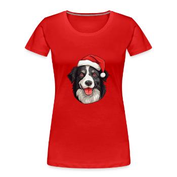 Border Collie Hund Weihnachten - Frauen Premium Bio T-Shirt - Rot - Vorne - Mia (176cm)
