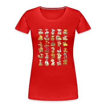 Diversité des champignons - T-shirt bio Premium Femme - rouge - Devant - Mia (176cm)