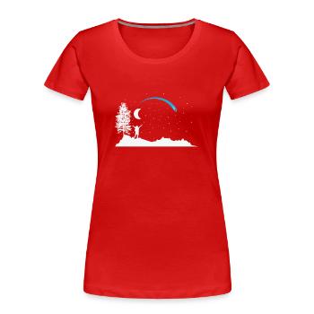 Shooting star with moon in the sky - Women's Premium Organic T-Shirt - red - Front - Mia (176cm)