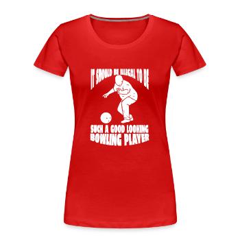 Bowling Bowling Bowler Bowling Club Bowling Club - Women's Premium Organic T-Shirt - red - Front - Mia (176cm)