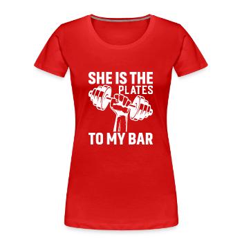 Sie Ist Die Platte Zu Meinen Barren - Frauen Premium Bio T-Shirt - Rot - Vorne - Mia (176cm)