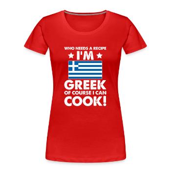 Griechische Küche Koch Koch Ich bin Grieche Natürlich Ich - Frauen Premium Bio T-Shirt - Rot - Vorne - Mia (176cm)