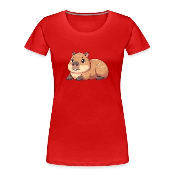 capybara cute animals for kids manga capybaras - Women's Premium Organic T-Shirt - red - Front - Mia (176cm)