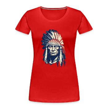 Indian Feather Headdress Native Spirit - Women's Premium Organic T-Shirt - red - Front - Mia (176cm)