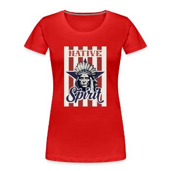 Indian Feather Headdress Native Spirit - Women's Premium Organic T-Shirt - red - Front - Mia (176cm)