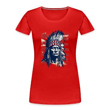 Indian Feather Headdress Native Spirit - Women's Premium Organic T-Shirt - red - Front - Mia (176cm)