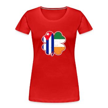 Irisch Kubanische Flagge Irland Kuba Kleeblatt - Frauen Premium Bio T-Shirt - Rot - Vorne - Mia (176cm)