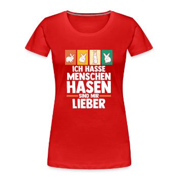 Kaninchen Hase - Frauen Premium Bio T-Shirt - Rot - Vorne - Mia (176cm)