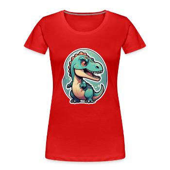 Karikatur-Dinosaurier - Frauen Premium Bio T-Shirt - Rot - Vorne - Mia (176cm)