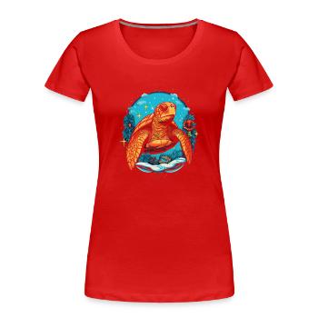 Tortue de mer avec Noël, tortues d’amour - T-shirt bio Premium Femme - rouge - Devant - Mia (176cm)