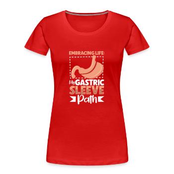 Gastric sleeve, gastric sleeve, gastrectomy, gastrectomy - Women's Premium Organic T-Shirt - red - Front - Mia (176cm)