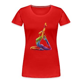 Yoga Regenbogen - Frauen Premium Bio T-Shirt - Rot - Vorne - Mia (176cm)