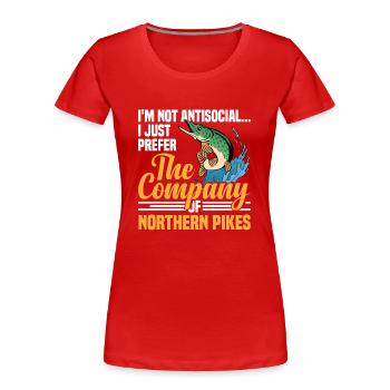 Northern Pike Fisherman Pike Fishing Rod Pike Fish - Women's Premium Organic T-Shirt - red - Front - Mia (176cm)