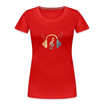 Kopfhörer Notenschlüssel Musik Musikton - Frauen Premium Bio T-Shirt - Rot - Vorne - Mia (176cm)