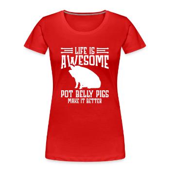 Pot Belly Pig Geschirr Und Leine Pot Belly Pig - Frauen Premium Bio T-Shirt - Rot - Vorne - Mia (176cm)