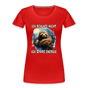 I don't sleep, I save energy, sloth - Women's Premium Organic T-Shirt - red - Front - Mia (176cm)