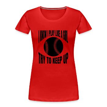 Baseball Baseballspieler Baseballer Baseballteam - Frauen Premium Bio T-Shirt - Rot - Vorne - Mia (176cm)