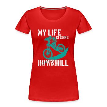 Mountain Bike MTB Downhill Gift - Women's Premium Organic T-Shirt - red - Front - Mia (176cm)
