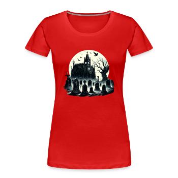 Enigmatic Gothic Cemetery: Misty Moonlight - Women's Premium Organic T-Shirt - red - Front - Mia (176cm)