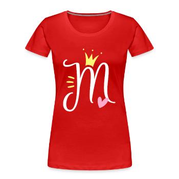Lettre M Lettre initiale Couronne - T-shirt bio Premium Femme - rouge - Devant - Mia (176cm)