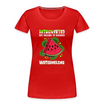 Pastèque Angurie Arbuse pâtisserie cadeau - T-shirt bio Premium Femme - rouge - Devant - Mia (176cm)