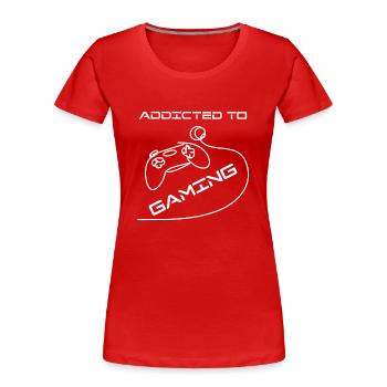 Accro au jeu - T-shirt bio Premium Femme - rouge - Devant - Mia (176cm)