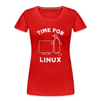 Zeit für Linux und Open-Source-Software - Frauen Premium Bio T-Shirt - Rot - Vorne - Mia (176cm)