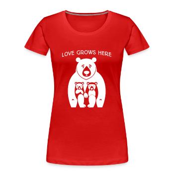 Hier wächst die Liebe - Bärenfamilie - Frauen Premium Bio T-Shirt - Rot - Vorne - Mia (176cm)