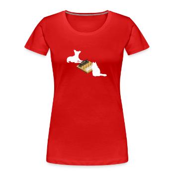 Lustiger Schachspieler Brettspiel Trainer Hund - Frauen Premium Bio T-Shirt - Rot - Vorne - Mia (176cm)