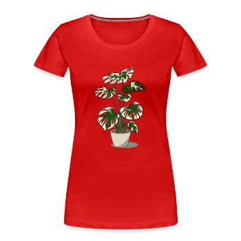Variegated Monstera - Women's Premium Organic T-Shirt - red - Front - Mia (176cm)