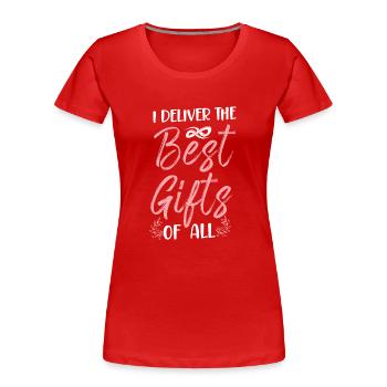 LD Infirmière du travail et de l’accouchement - T-shirt bio Premium Femme - rouge - Devant - Mia (176cm)