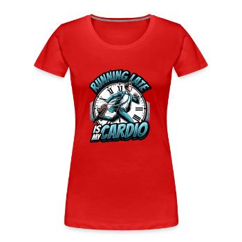 Courir en retard Humour Sarcasme Toujours en retard - T-shirt bio Premium Femme - rouge - Devant - Mia (176cm)