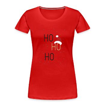Weinachts-Ho Ho Ho - Frauen Premium Bio T-Shirt - Rot - Vorne - Mia (176cm)